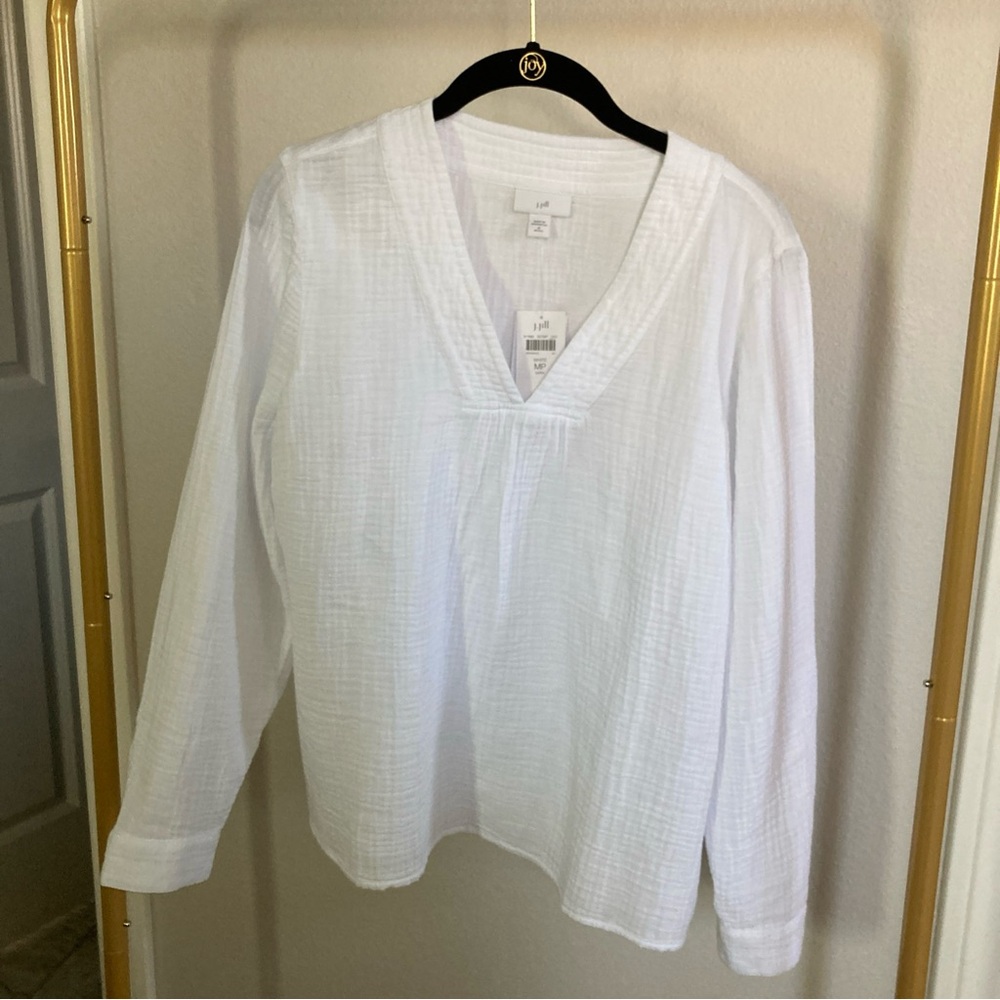 NWT JJill Cotton Gauze Tunic - White Medium Petite